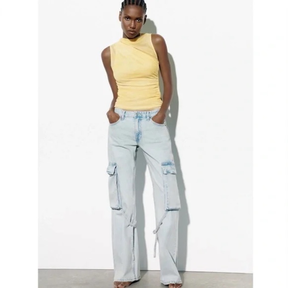Zara Cargo Jeans Size 4 NWT Light Wash